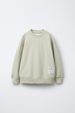 ZARA КОМПЛЕКТ ИЗ ТОЛСТОВКИ ШОРТОВ-БЕРМУДОВ ИЗ МЯГКОЙ ТКАНИ, ОЛИВКОВЫЙ