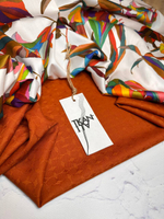 Костюмно-плательная однотонная жаккардовая шерсть с узором (COMME DES GARÇONS, 100%шерсть, Оранжевая охра, 142, 264 гр/м2)