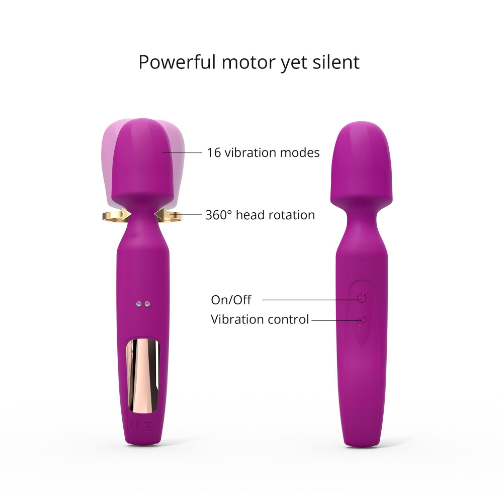 Лиловый вибратор с 2 сменными насадками R-Evolution Wand Vibrator with 2 Attachments (Цвет: лиловый)