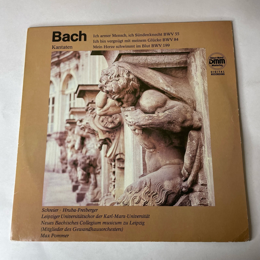 Винтажная виниловая пластинка LP И. С. Бах, Кантаты, Kantaten, BWV 84, Mein Herze Schwimmt Im Blut BWV 199 (ГДР 1989)