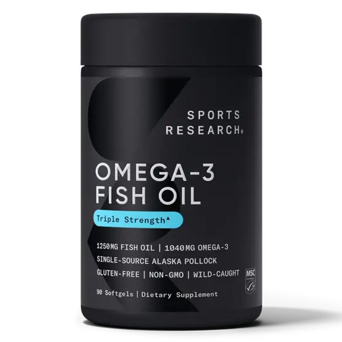 Рыбий жир с омега-3 тройная сила 1250 мг, Omega-3 Fish Oil AlaskOmega 1250mg, Sports Research, 90 капсул