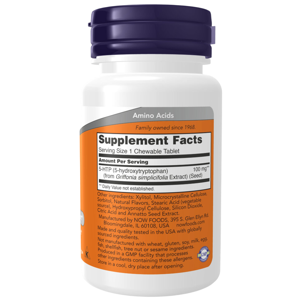 Now Foods 5-HTP 100 mg 90 Chewables , 5-Гидрокситриптофан