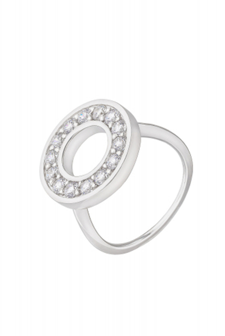 Кольцо из серебра со вставками из бесцветных фианитов