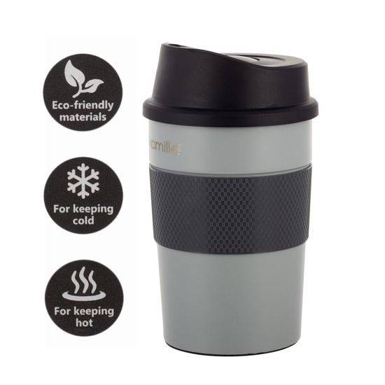 Термокружка 360 мл. из нержавеющей стали Kamille KM 2151 с TPR вставкой
