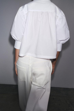 ZARA РУБАШКА ИЗ ПОПЛИНА — ZW COLLECTION, БЕЛЫЙ