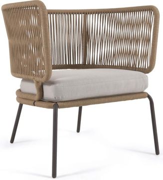 Кресло Nadin из бежевого шнура с ножкой из оцинкованной стали La Forma Испания
