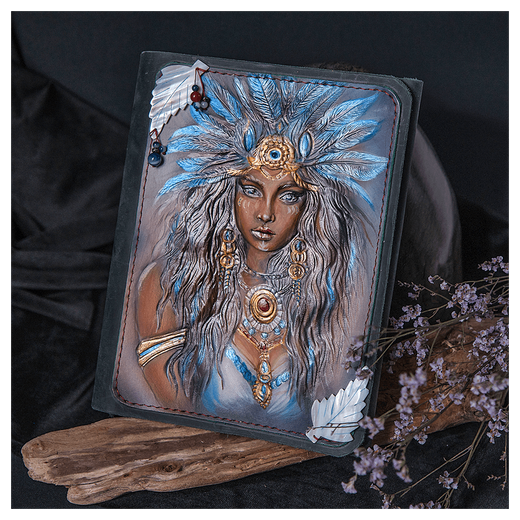 Ежедневник с кожаной обложкой «Шаманка» черный