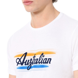 Мужская теннисная футболка Australian Cotton T-Shirt Brush Line Print - bianco