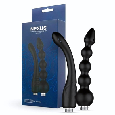 Набор из 2 насадок для анального душа Shower Douche Duo Kit Advanced (Цвет: черный)