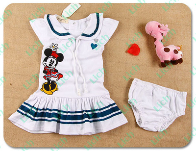Комплект из платья с трусами с принтом Минни Маус и полосками