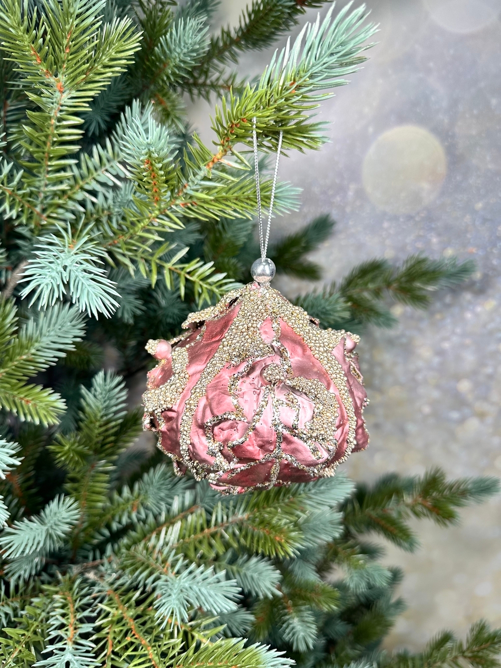 Шар-луковка с металлическим отливом 10х8см ChristmasDeLuxe premium collection лиловый