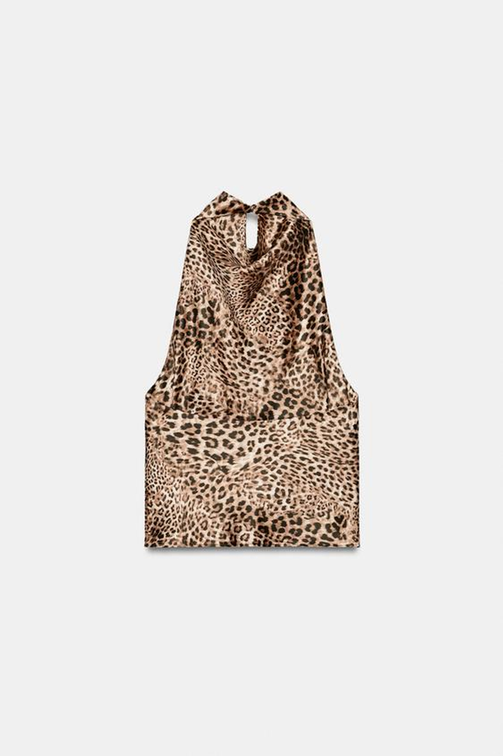 ZARA АТЛАСНЫЙ ТОП С ГОРЛОВИНОЙ ХАЛТЕР И АНИМАЛИСТИЧЕСКИМ ПРИНТОМ, ЛЕОПАРДОВЫЙ
