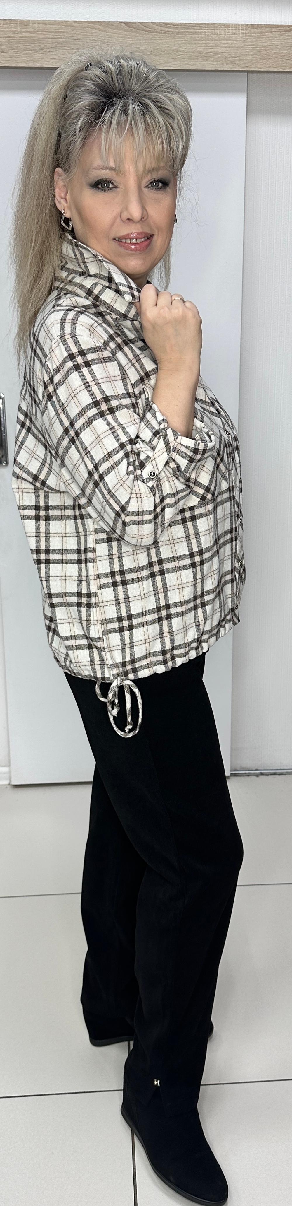 Рубашка в клетку с кулиской