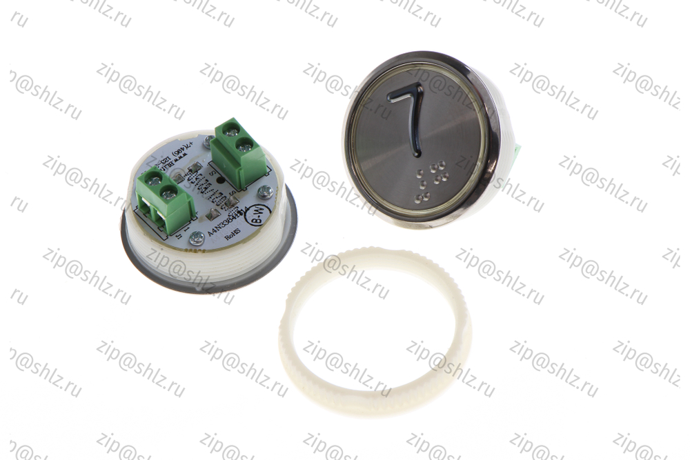 Кнопка (кнопочный модуль) EA2406S-S-W "7 этаж", круглая, статическая белая подсветка, Брайль