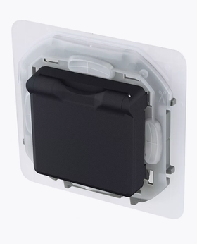 Розетка 2К+З IP 44 с откидной крышкой и шторками - немецкий стандарт - 16 А - 250 В~ - INSPIRIA - антрацит