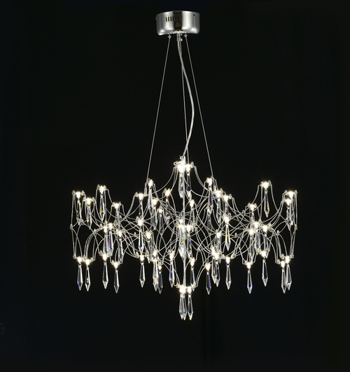 Подвесная люстра светодиодная с пультом и хрустальными подвесками Asfour MyFar Ileria MR2650-57P-76AP