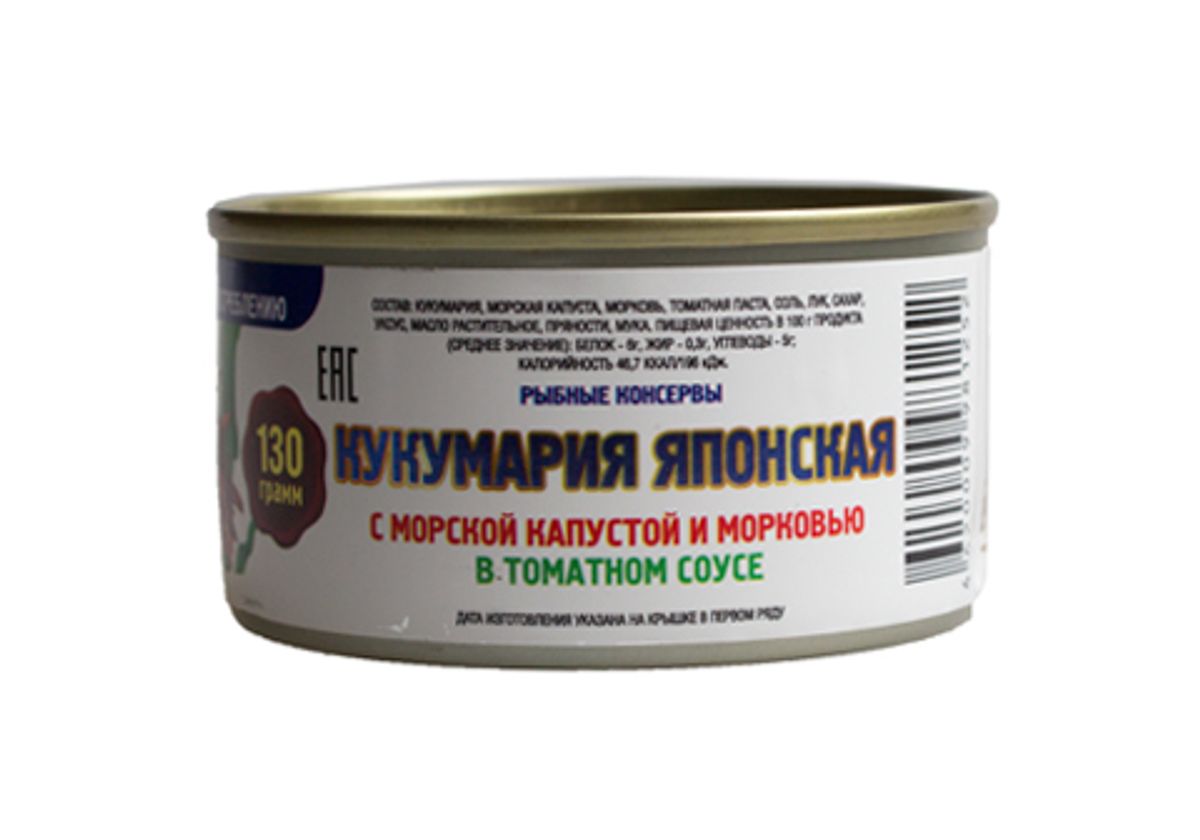 Кукумария с морской капустой и морковью в томатном соусе, 130г