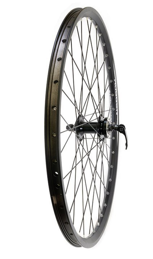 Колесо переднее 700С" HOGGER ал. двойной обод, черный, ДИСК эксц.промподш. черный спица черный (Weinmann)