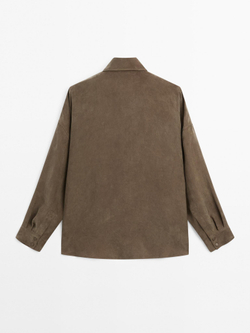 Massimo Dutti Блузка с застежкой-молнией на груди, коричневый