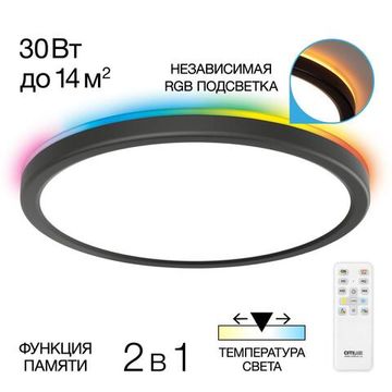 Настенно-потолочный светильник с пультом 30W 3000-5000K + RGB CL738241EL черный Basic Line  Citilux
