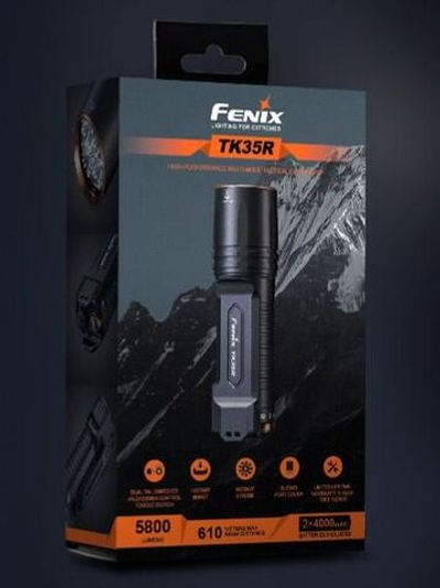 Фонарь Fenix TK35R, 5800 лм, 610 метров, USB Type-C, ультрафиолет 365 нм, до 105 ч работы на одном з