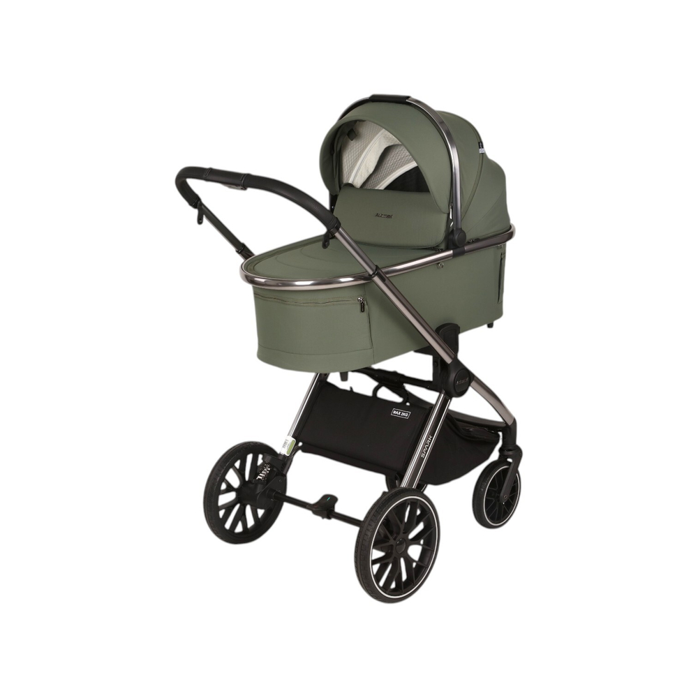 Детская универсальная коляска Adamex Spark SE 2в1 - Salvia Onyx (Зеленая ткань, хром. рама)