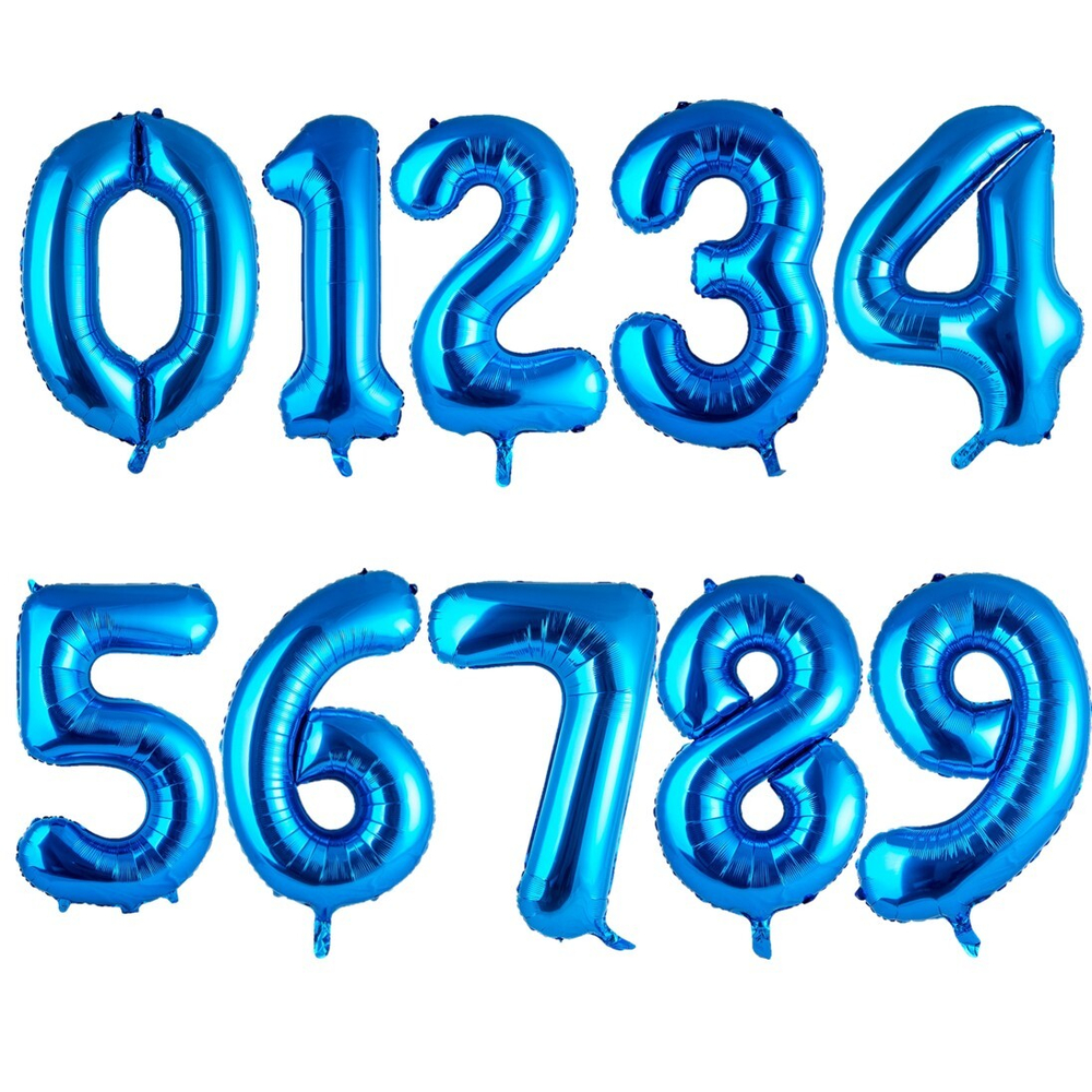 Фольгированные цифры в синем цвете 66 см / 102 см