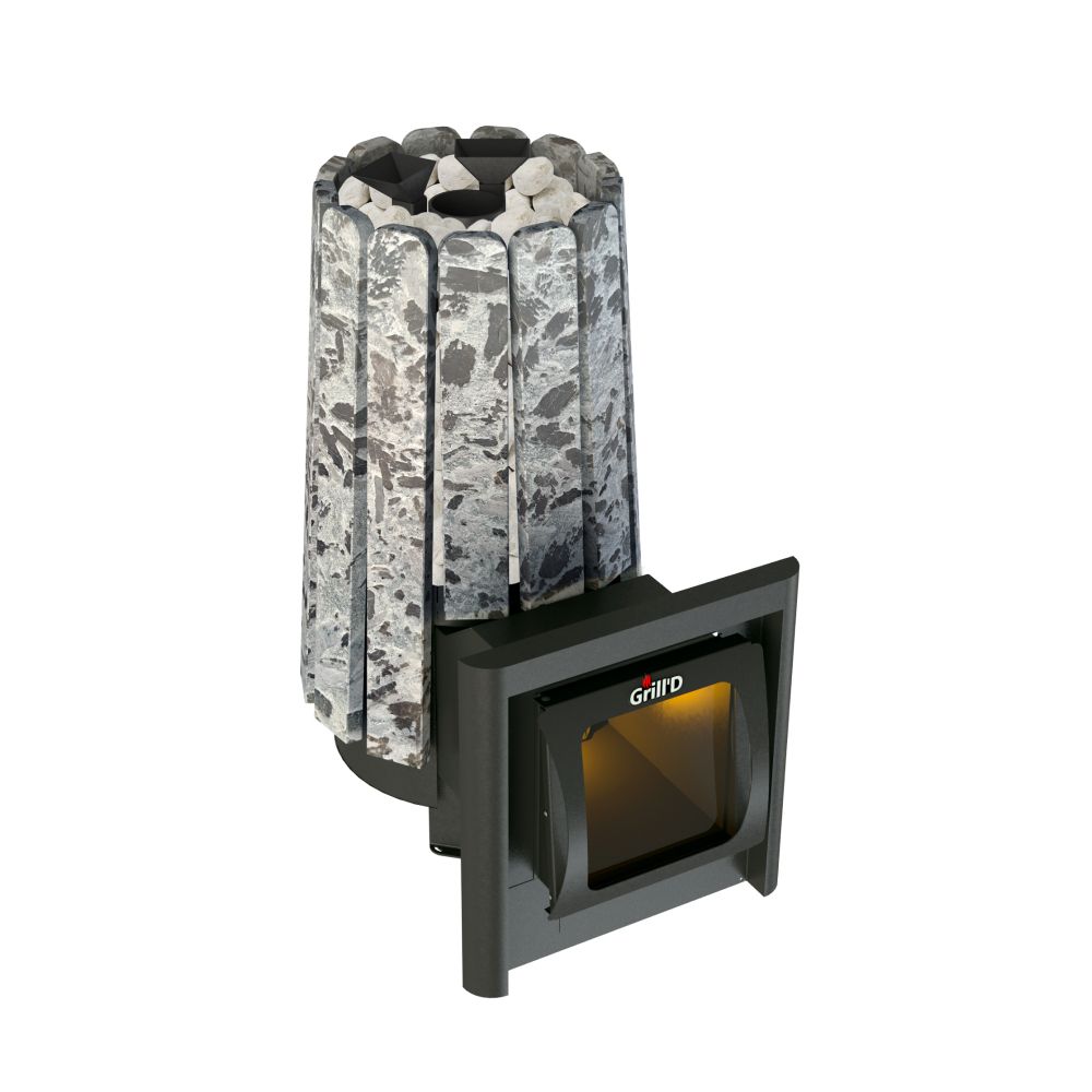 Дровяная банная печь Grill'D Cometa Vega 180 Long Window Max Stone (Серпентинит)
