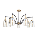 Люстра на штанге 7x40Вт E14, металл/стекло, бронза/черный, прозрачный плафон