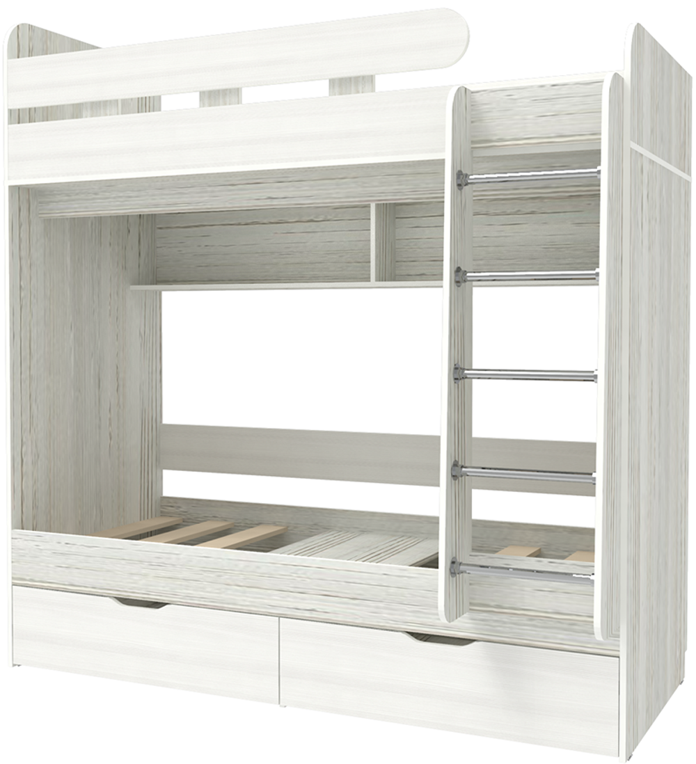 Двухъярусная кровать КарИВи Юниор 5 80x160 Винтерберг Белое Дерево