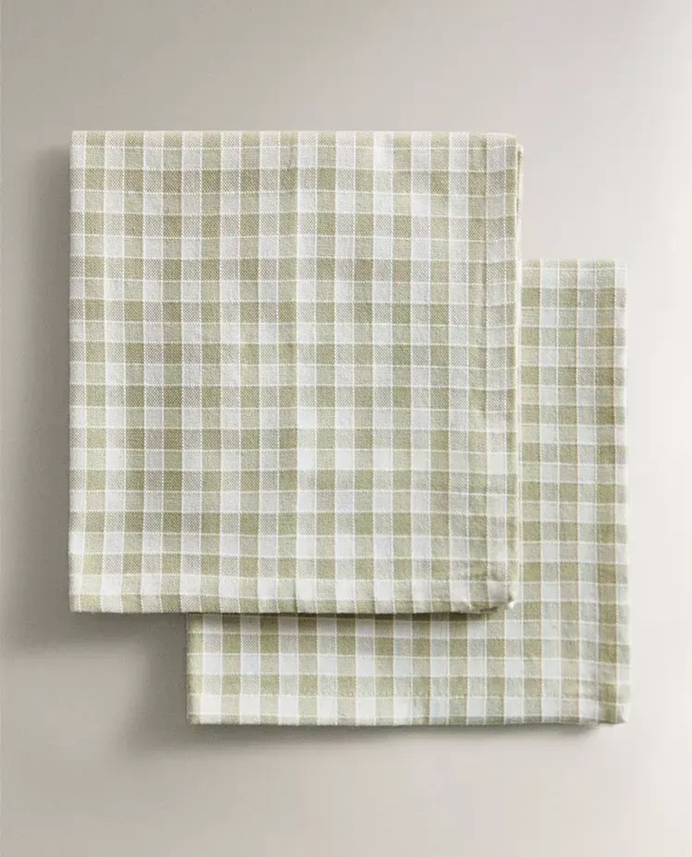 ZARA HOME САЛФЕТКИ ИЗ ХЛОПКА В КЛЕТКУ (НАБОР ИЗ 2 ШТ.), ЗЕЛЕНЫЙ