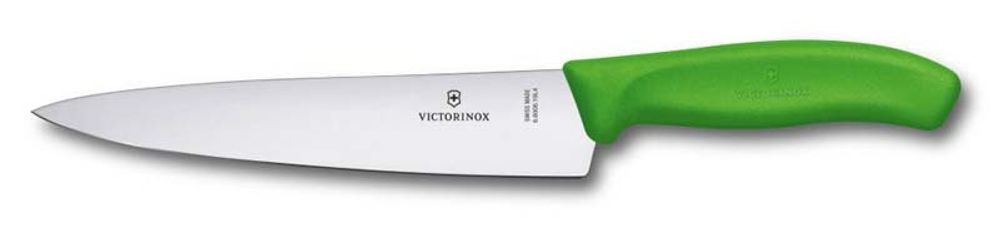 Фото нож разделочный VICTORINOX SwissClassic лезвие из нержавеющей стали 19 см зелёная пластиковая рукоять в картонном блистере с гарантией