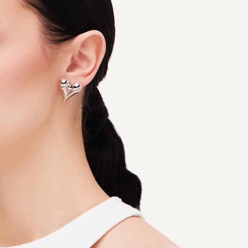 Серьги Продолговатое Сердце – Серебро