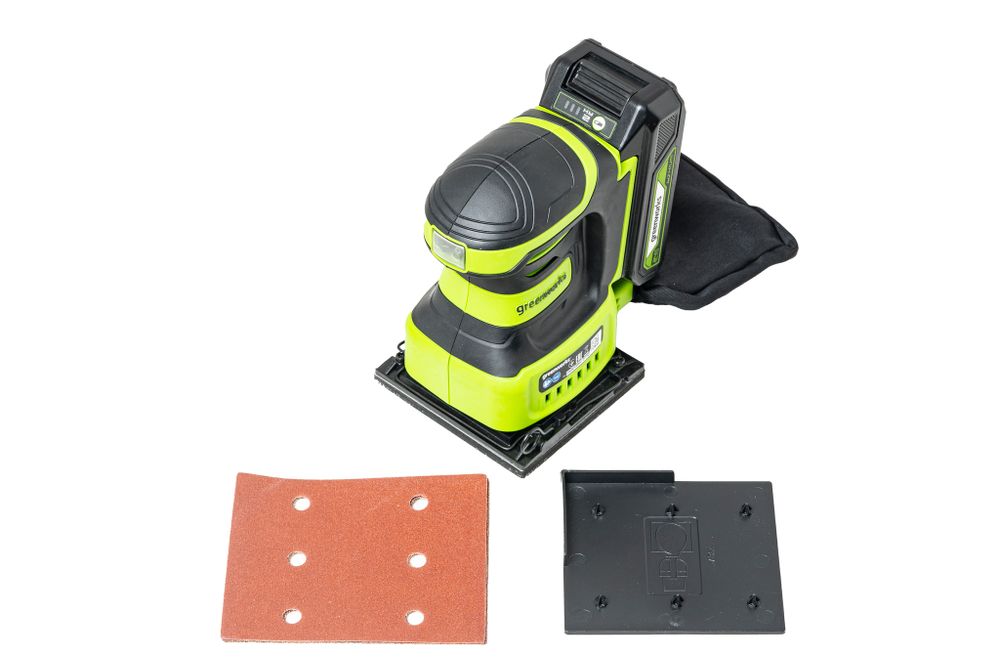Плоскошлифовальная машина аккумуляторная Greenworks G24SS14, 3100507,24 В, без АКБ и ЗУ