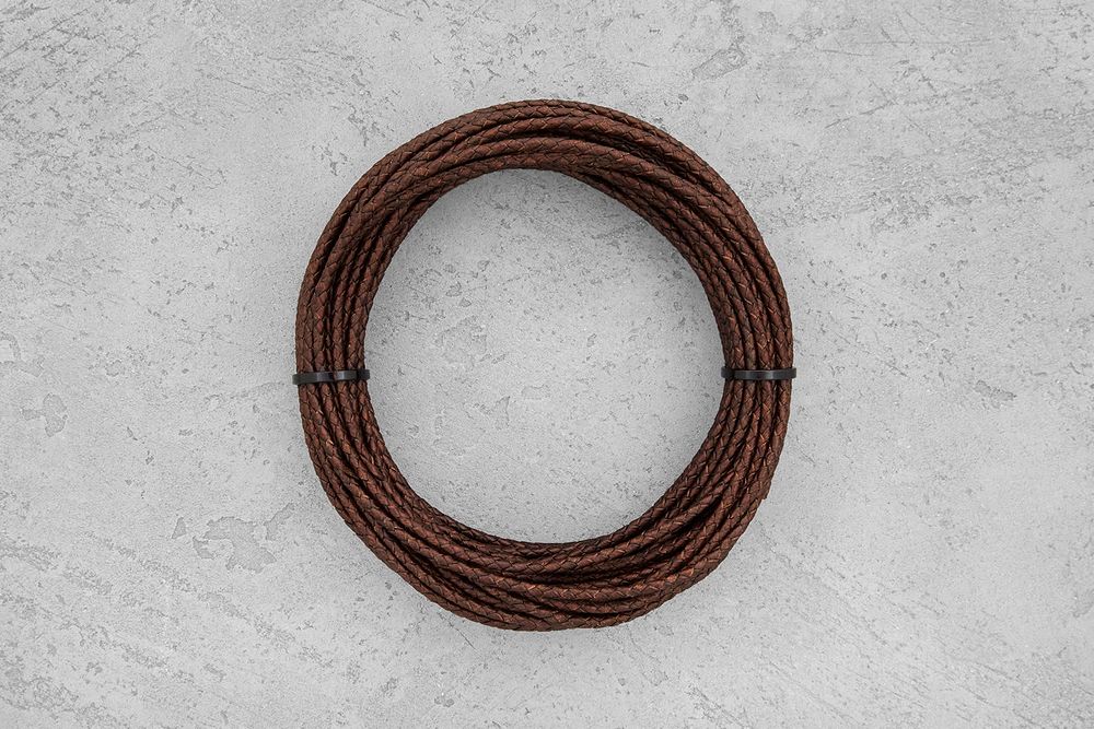 Кожаный плетеный шнурок 3,0мм (антик), 1 метр