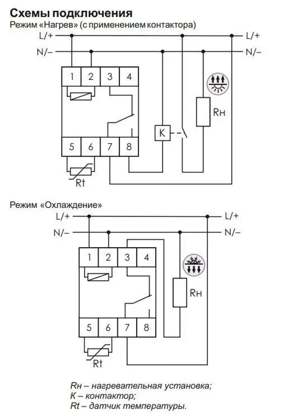 Реле контроля температуры RT-821 50-264В AC 16А 1NO/NC IP20 (от -4 до +5 град.C; с выносным датчиком в комплекте)