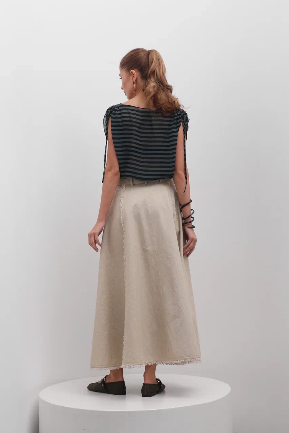 Юбка джинсовая А-силуэта миди