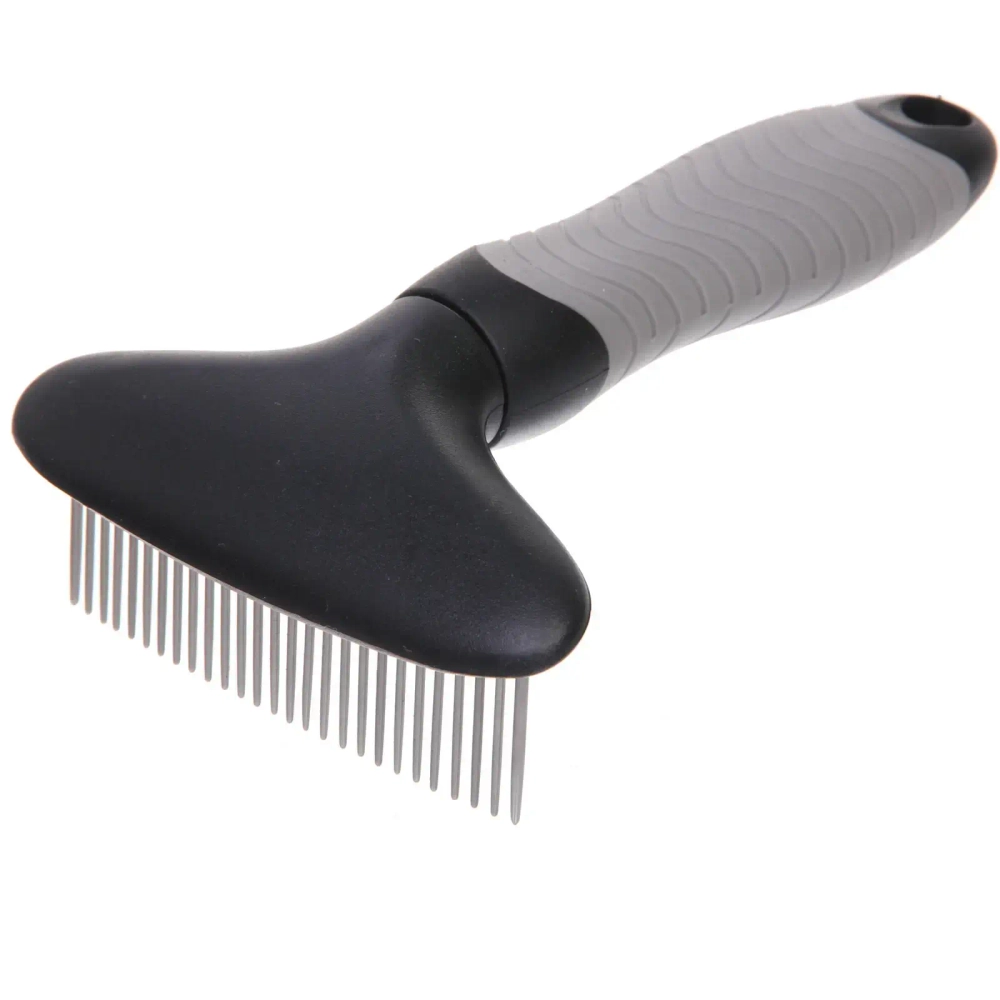 Расческа для вычесывания шерсти «ПРЕМИУМ - МОЙ БРО», прорезиненная ручка, цвет серый/черный, 12*16см
