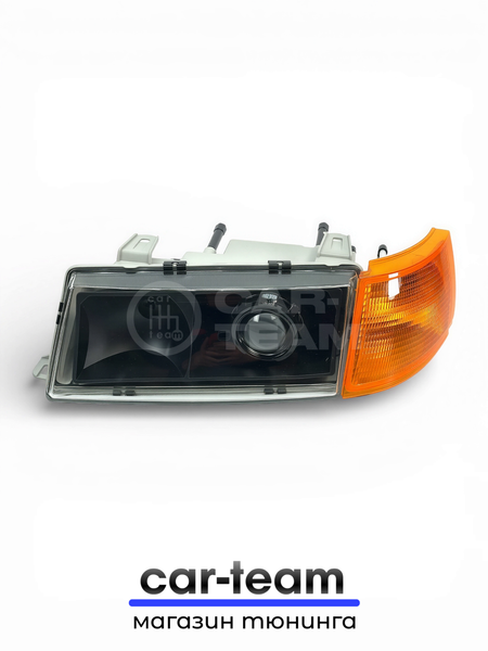 Фары на ВАЗ 2110, 2111, 2112 передние с Bi LED модулями 2.5 дюйма, черная маска, желтые поворотники (под ключ)