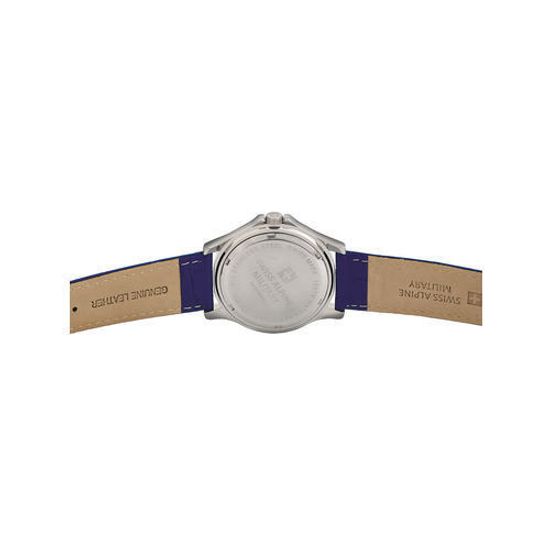 С ремешком Мужские наручные часы с синим кожаным ремешком Swiss Alpine Military 7022.1535 mens 42mm 10ATM