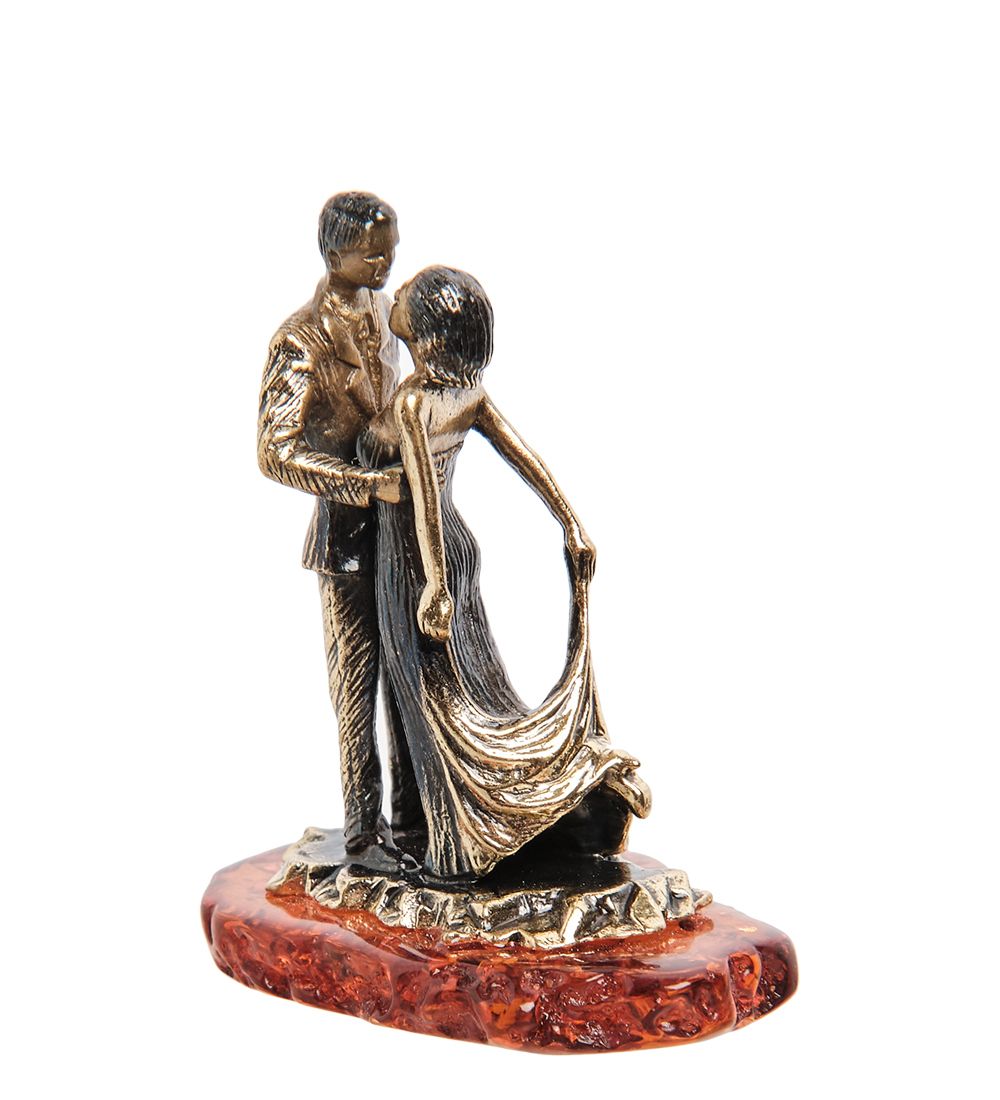 AM-1155 Фигурка «Свадебный танец» (латунь, янтарь)