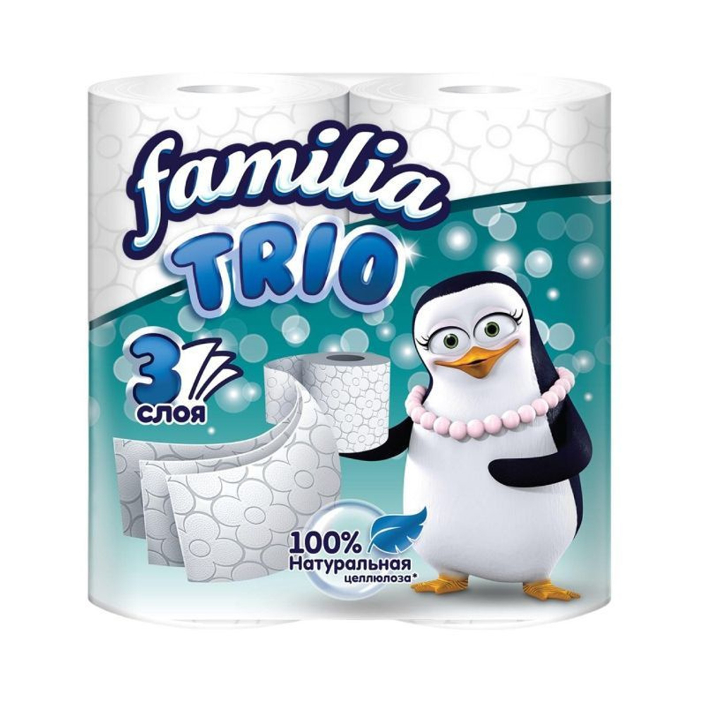 Familia Trio 4 рулона 3-х слойная