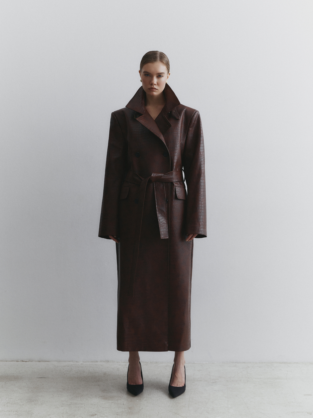 Тренч рептилия, цвет коричневый