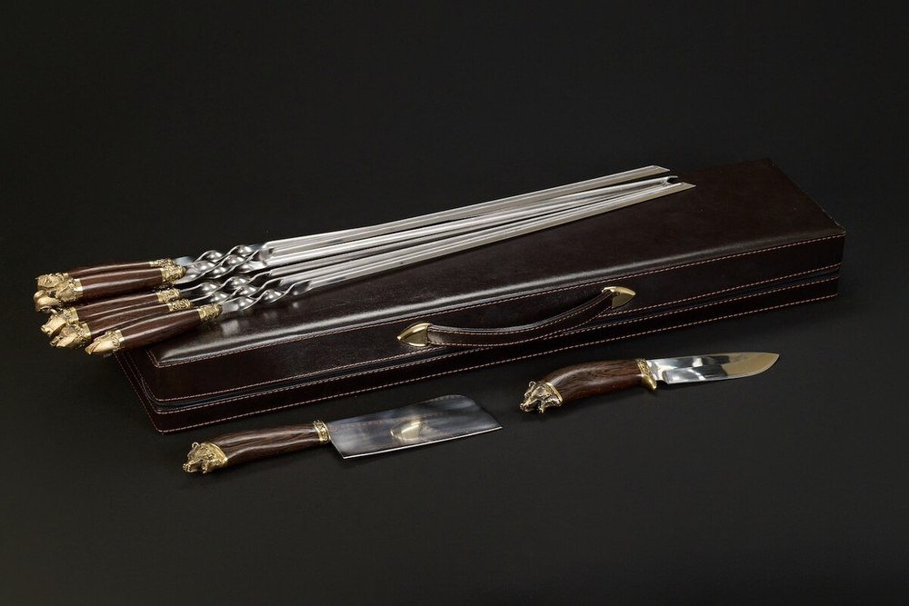 Подарочный набор шампуров в кейсе "Волк №3"