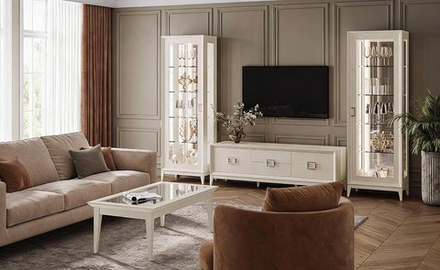 МОДЕНА Шкаф-витрина 1-дв. (ДУБ САТИН)