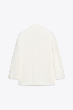 ZARA ДВУБОРТНЫЙ БЛЕЙЗЕР ИЗ СМЕСОВОГО ЛЬНА — ZW COLLECTION, ЭКРЮ