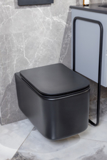 Унитаз подвесной, Mane Черный матовый c крышкой