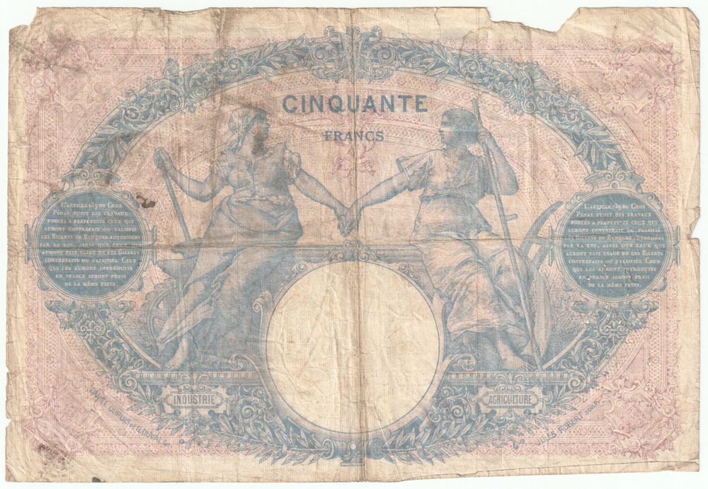 France, 50 Francs - Bleu et Rose, 1917, G