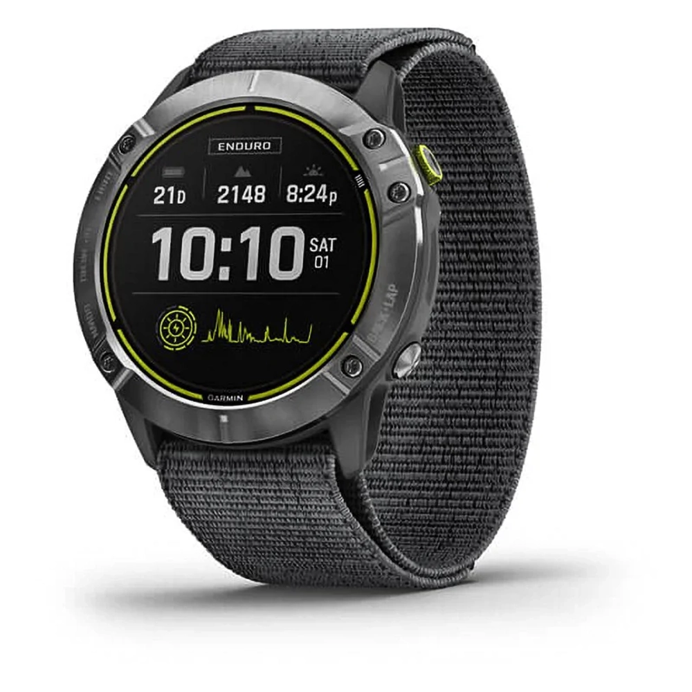 Часы для экстремальных видов спорта Garmin Enduro стальной корпус и серый нейлоновый ремешок UltraFit 010-02408-00
