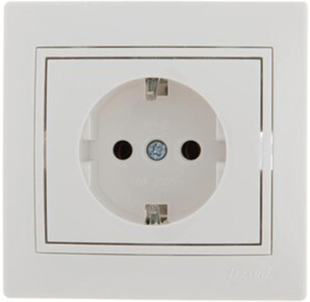 Розетка 1-м СП Mira 16А IP20 с заземл. с бел. вставкой керамика бел.